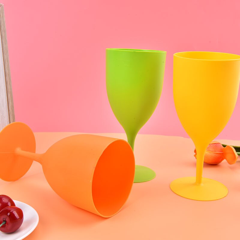 6pcs/set Disposable Frosted Plastic Wine Glasses Cocktail Champagne Goblet PP Material For Bar Party Bar Home Goblet