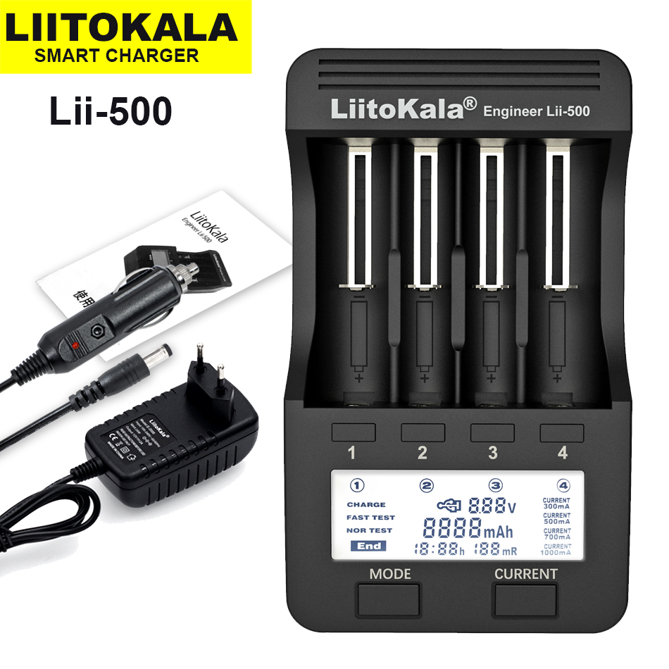 Liitokala Lii-M4S Lii-500 Lii-PD4 Lii-500S LCD 3.7V 18650 18350 18500 21700 20700 14500 26650 AA NiMH Lithium-Battery Charger: Blue