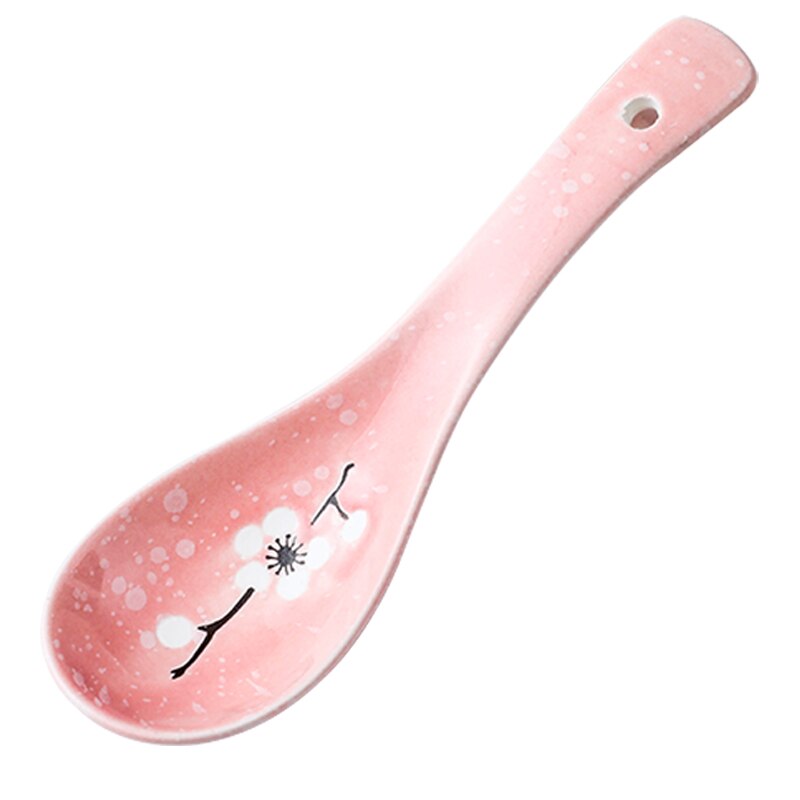 Cherry blossoms Ceramic Spoon Kitchen Accessories 14cm Cookware Tool Japanese Cooking Rice Soup Kitchenware Damaged Claim