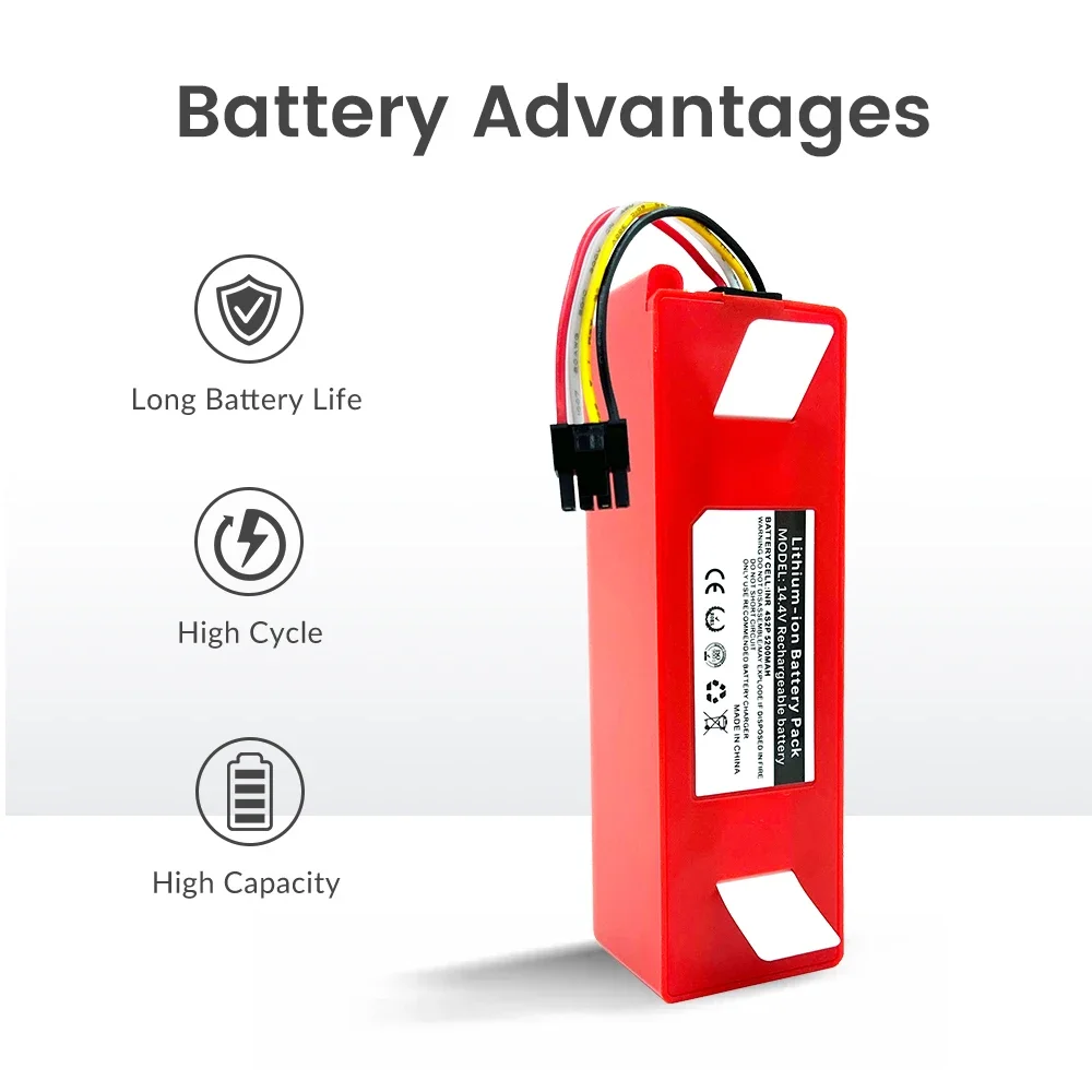 For Xiaomi Roborock S50 S51 S55 T60 E352-00 S502-00 C10 E20 E35 14.4V 5.2AH SC Batteries Vacuum Cleaner Battery Replacement