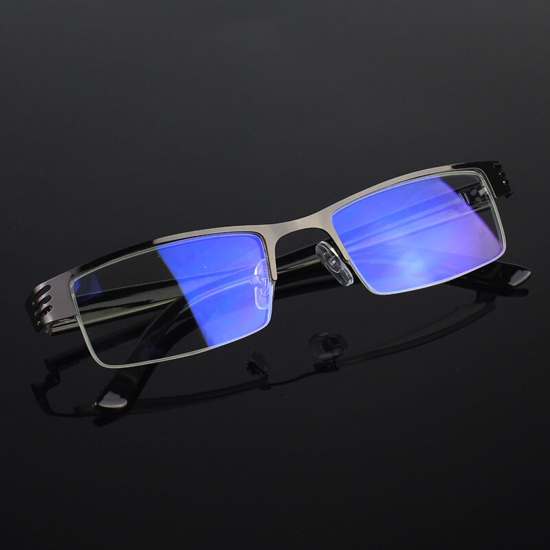 Vanlook Reading Glasses Frames Men Metal Half Rim Eyeglasses Frame Anti Blue Ray UV For Computer Optical Spectacle 0 +100 +2.50: +100