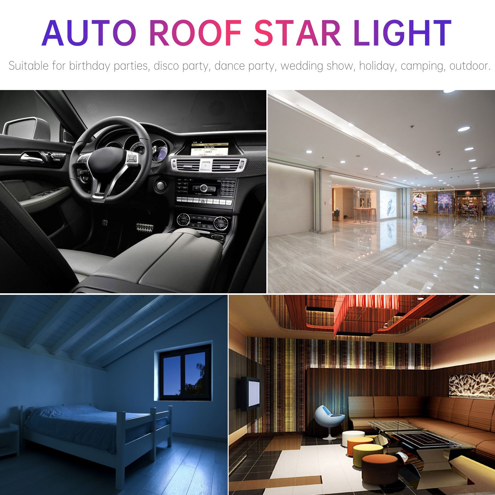 USB Star Night Light Auto Roof Star Light Romantic Star Light Decoration for Car