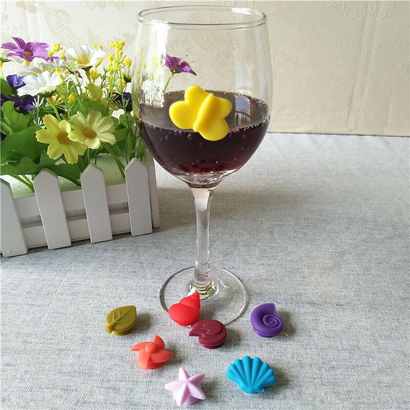 8PCS Mini Cute Wine Glass Charms Silicone Assorted Types Wine Glass Marker Wine Glass Tag Bar Accessories For Party
