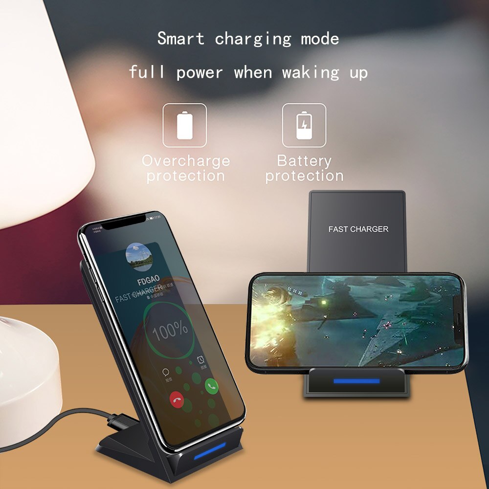 FDGAO Qi Wireless Charger For iPhone 12 11 Pro X XS Max XR 8 Samsung S20 S10E Note 10 9 15W Type C Fast Charging Stand Holder
