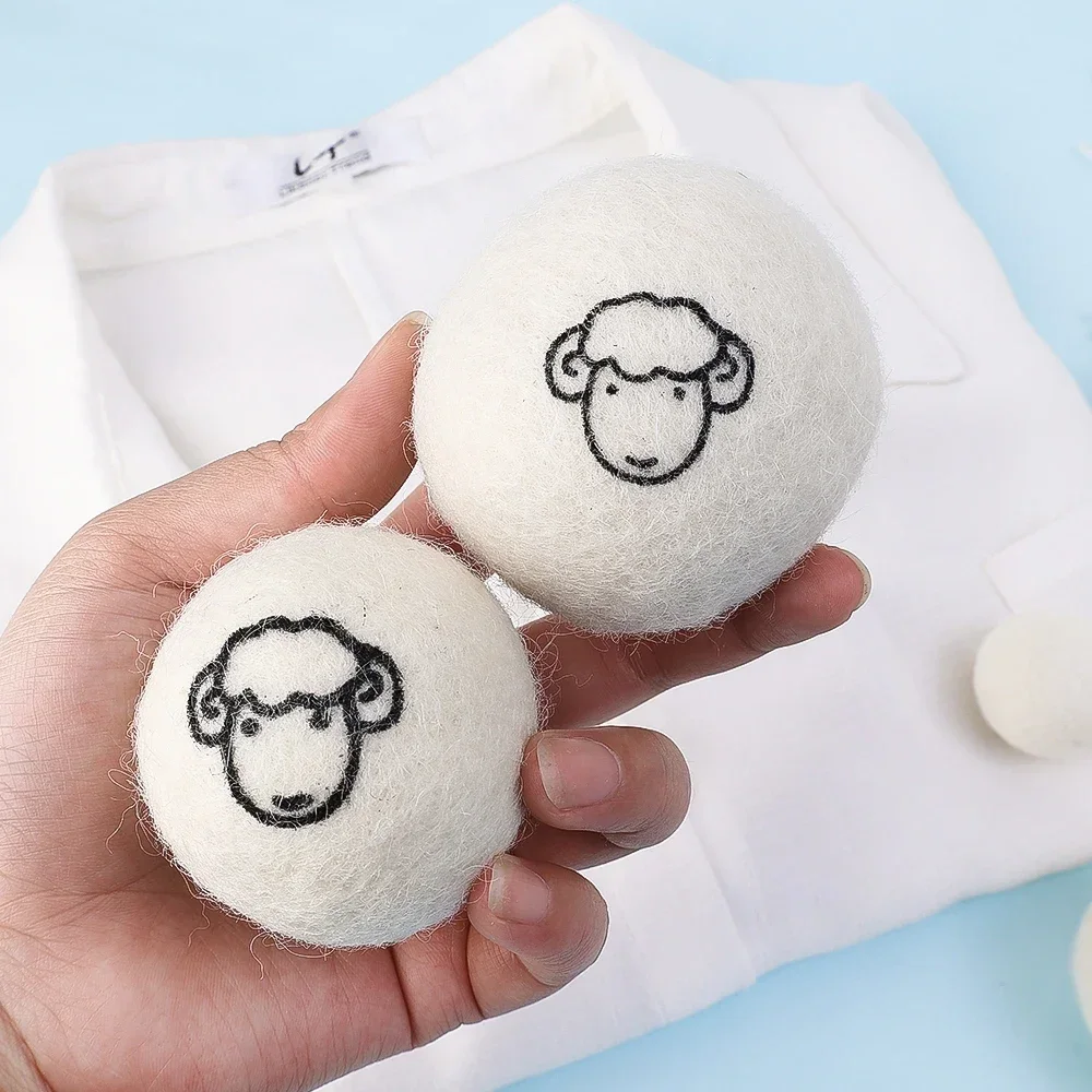 6Pcs Wiederverwendbare Wolle Trockner Bälle Kleidung Weichspüler Wäsche Fleece Trockner Ball Kit Hause Kleidung Trockner Waschmaschine 3/4/5/6/7cm