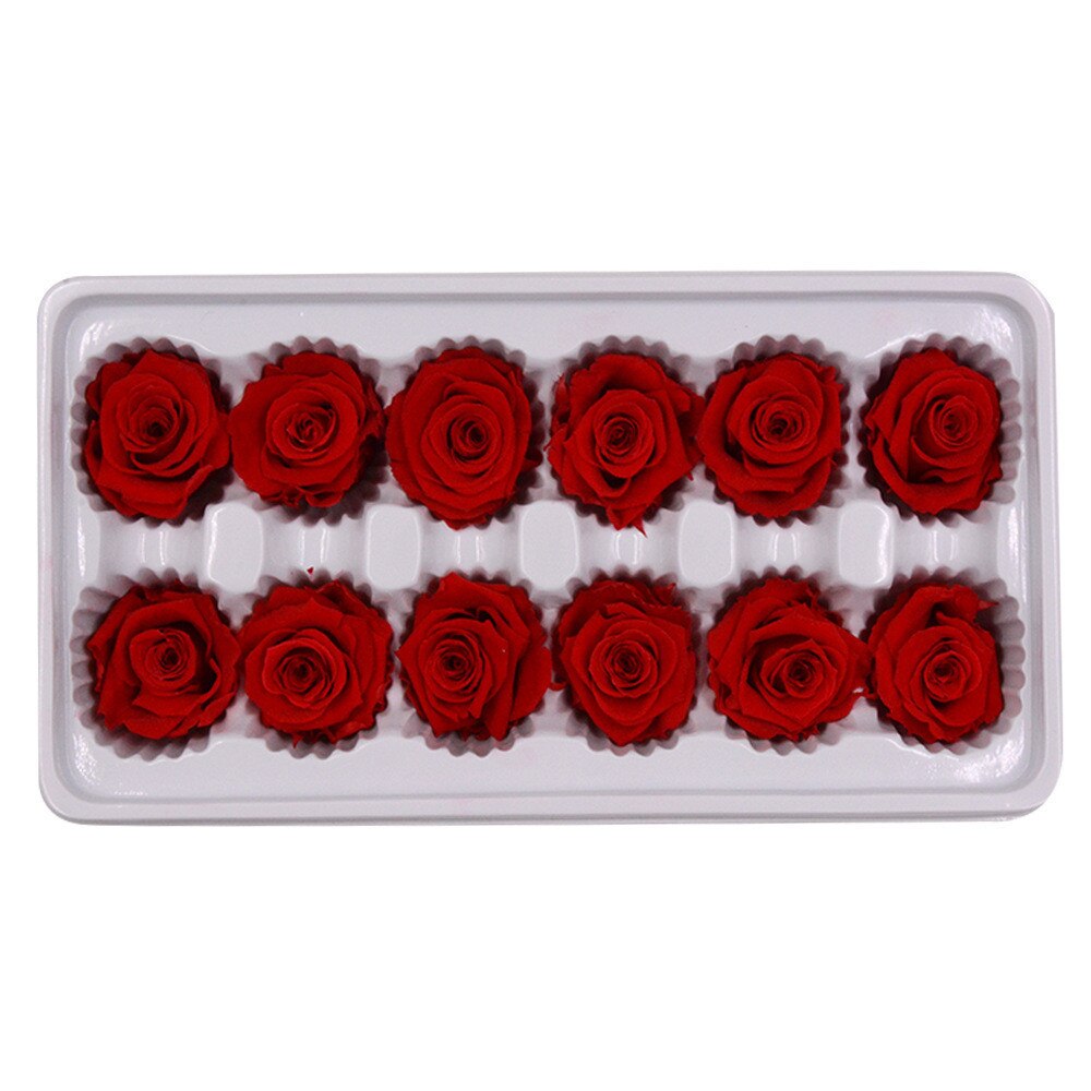 12 huvuden/låda bevarade blommor blomma odödlig ros 3-4 cm diameter mors dag evigt liv blomma materiallåda: C