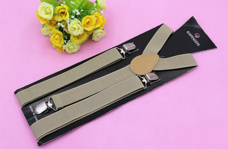 Adjustable Elasticated Adult Suspender Straps Unisex Women Men Y Shape Elastic Clip-on Suspenders 3 Clip Pants Braces: Beige