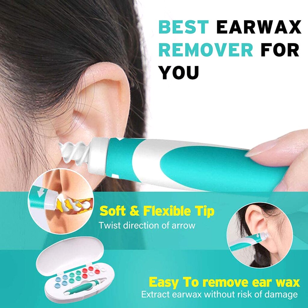 Nettoyeur d'oreilles, cure-oreille, spirale, avec 16 embouts de rechange, outils de soins, avec boîte