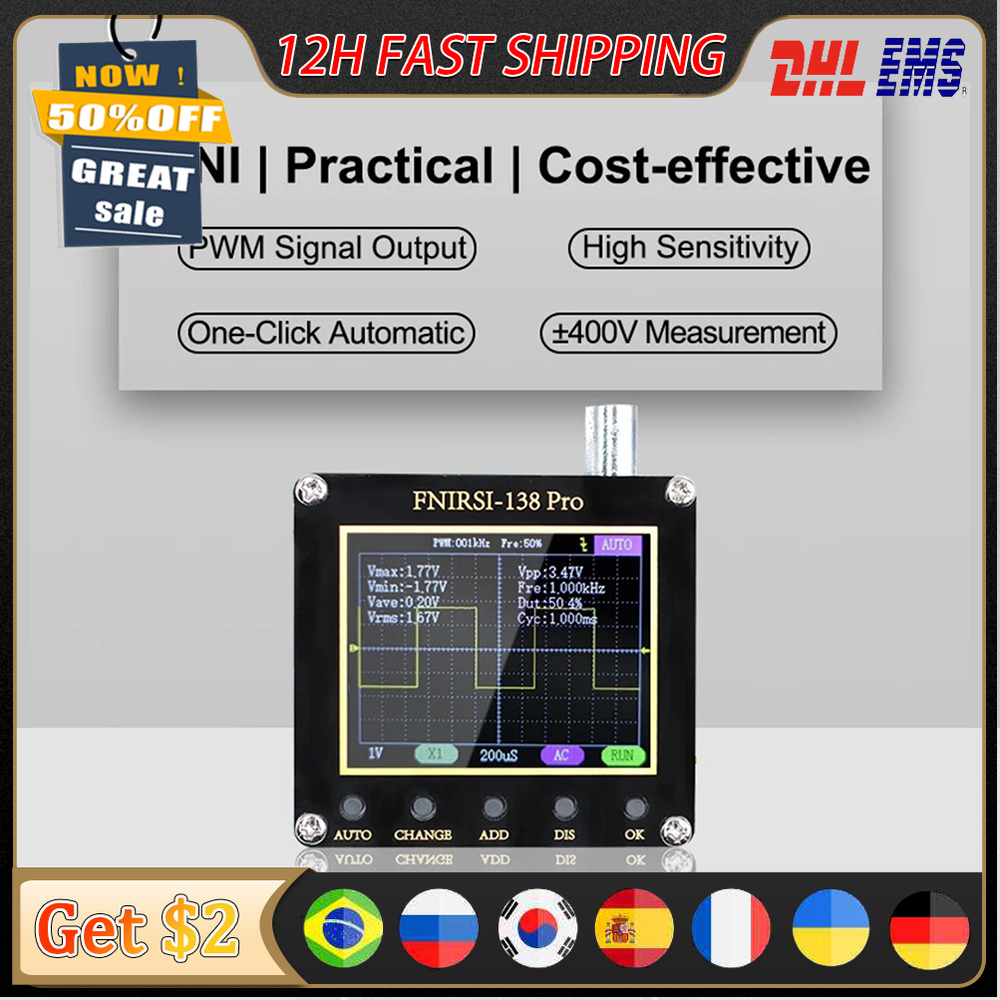 FNIRSI-138 PRO Handheld Digital Oscilloscope 2.5MSa/s 200KHz Analog Bandwidth Support AUTO,80Khz PWM And Firmware Update