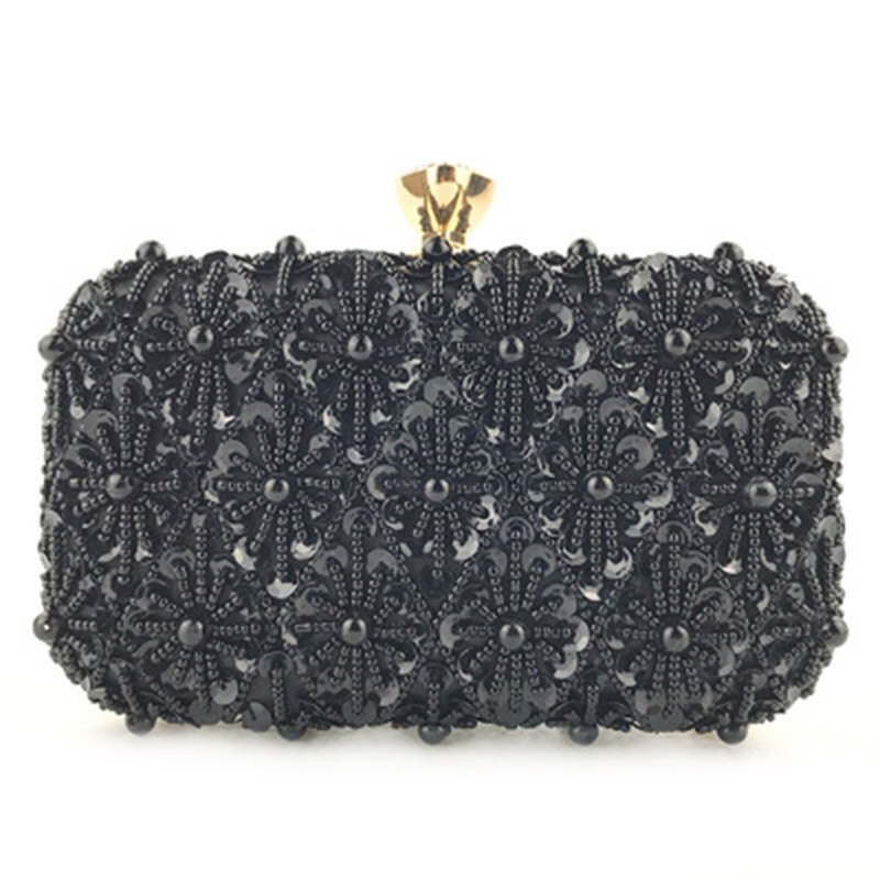 Pailletten Perlen Abend Taschen Frauen Formale Geldbörse Party Hochzeit Prom Cocktail Party Handtaschen Beste -WT: Schwarz