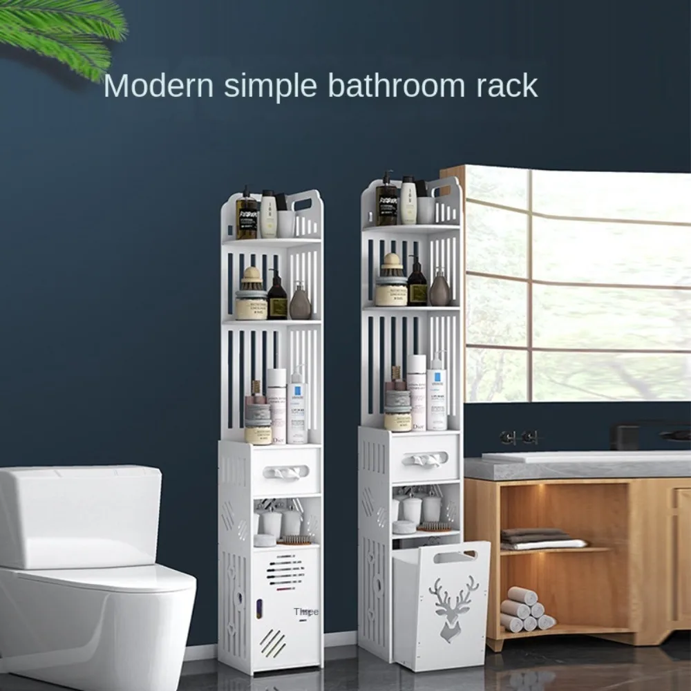 Badezimmer-Aufbewahrungsschrank, mehrschichtiger Toilettenkantenschrank, Aufbewahrungsregal mit schmaler Naht und hoher Kapazität, Aufbewahrungsregal für Haushalt und Badezimmer