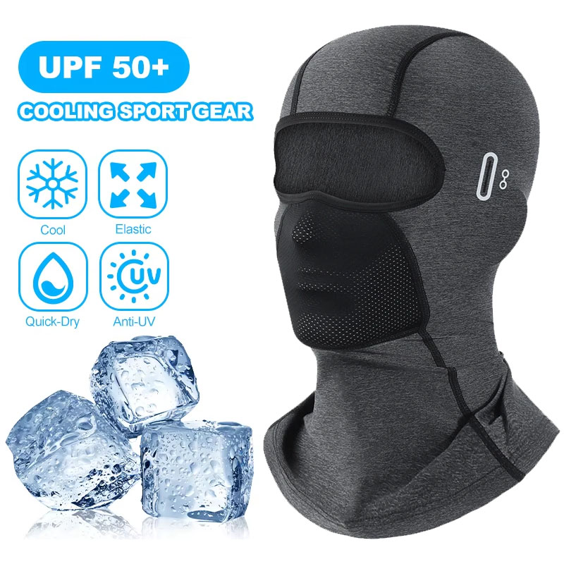 Motorcycle Balaclava Summer UV Protection Glasses Face Breathable Hole Men Women Quick-Drying Motorcyclist Winter Warm Ski Mask: Beige