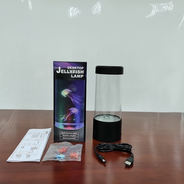 Mini acuario Artificial con luz LED para natación, pecera sensorial multicolor con burbujas, caja de peces, novedad de: 3 fish USB