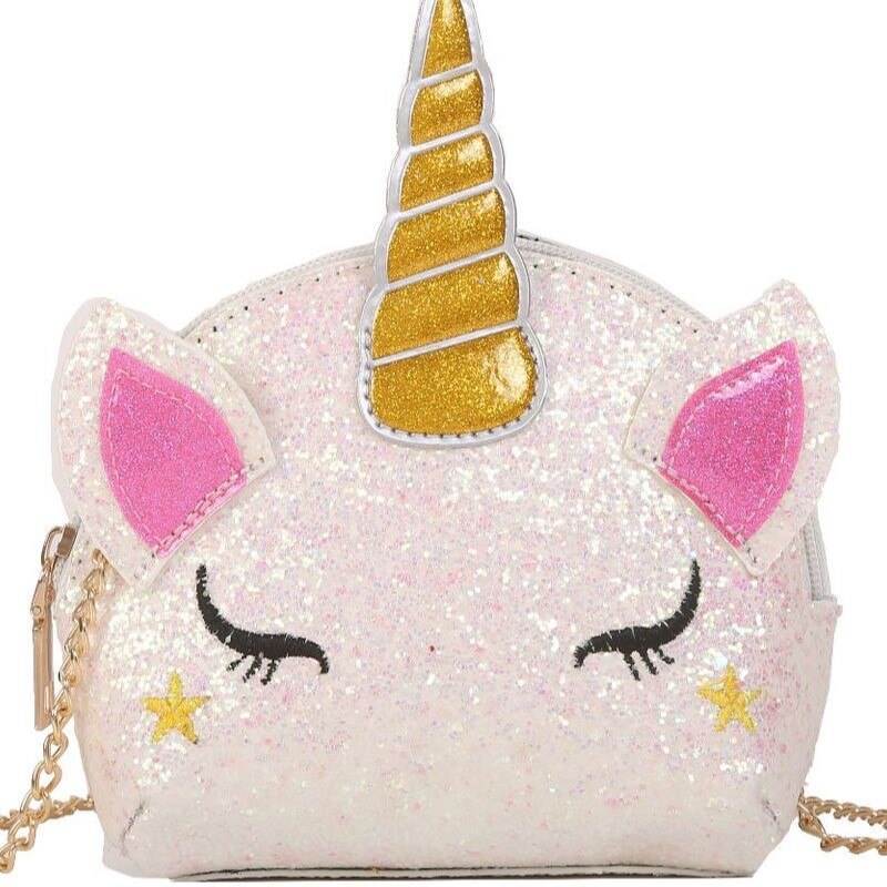 Cadena nueva con dibujos de unicornio para mujer, bolso de una tira de lentejuelas con personalidad, a la , combina con todo,