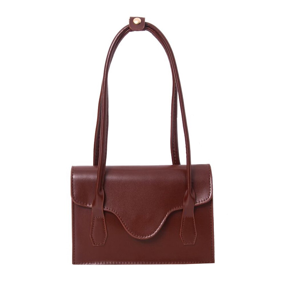 PU Leather Women Shoulder Bags Ladies Casual Pure Color Simple Underarm Handbags Female Daily Shoulder Bags: Red