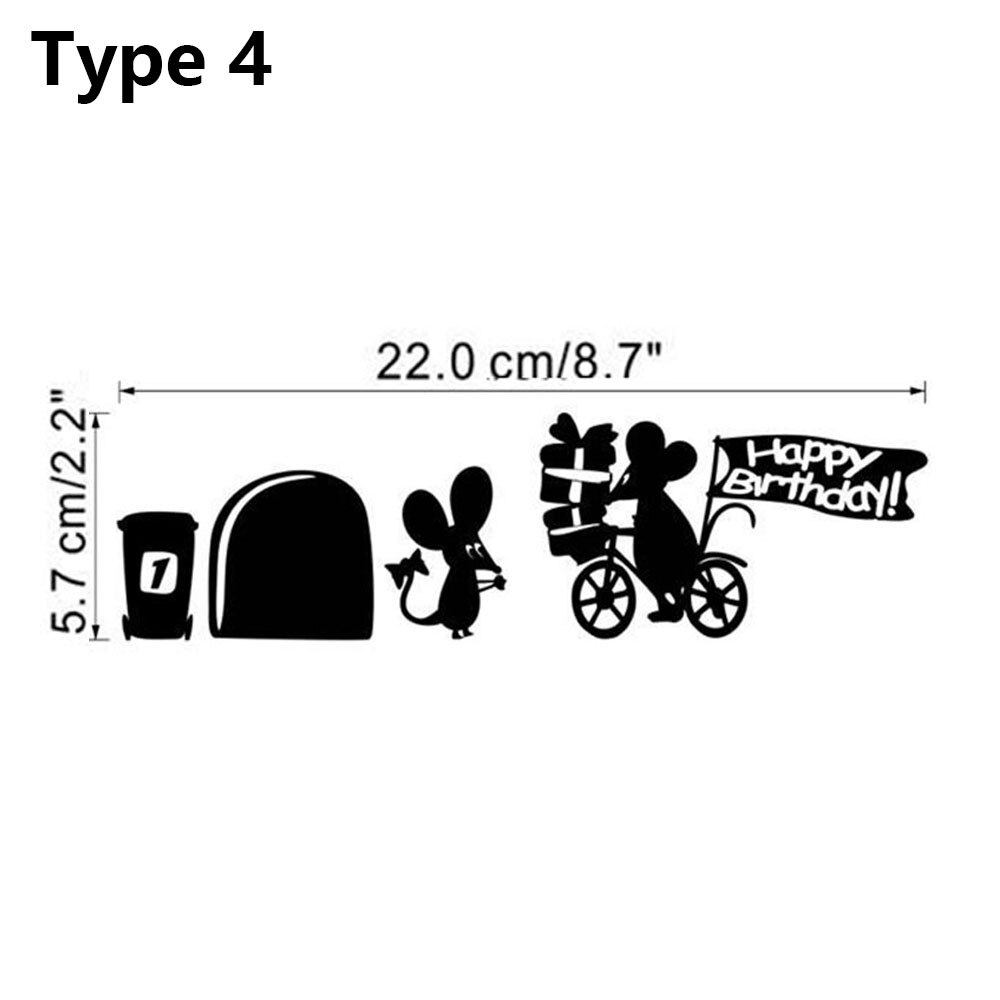 1pc grappige verwijderbare cartoon muizengat muurstickers zwarte muizen patroon diy plint sticker trap muurschildering kamerhoek ornament: 4