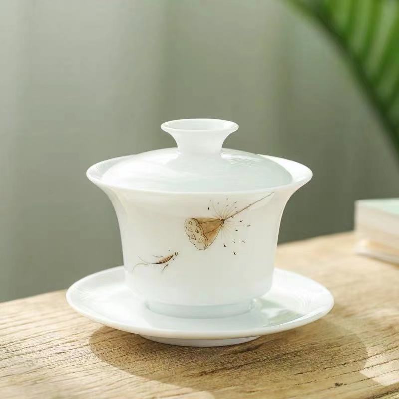 Ręcznie malowane na niebiesko-i-biała porcelana Gai blady Cha filiżanka ceramiczna królowa Sancai miska herbata Kung Fu skorupa jajek soopera De Ceramica Gaiwan