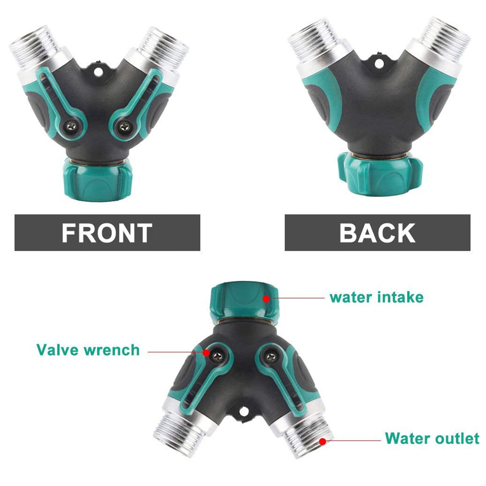 Y Water Water Faucet Splitter Garden Hose Splitter Irrigation Faucet Comfortable Rubberized Grip KFF Metal Body Hose Connector