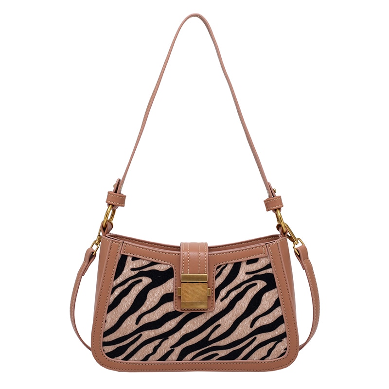 Zebrapatroon kleine fluwelen pu leren schoudertassen voor vrouwen dikke ketting handtassen dames merk trend handtas