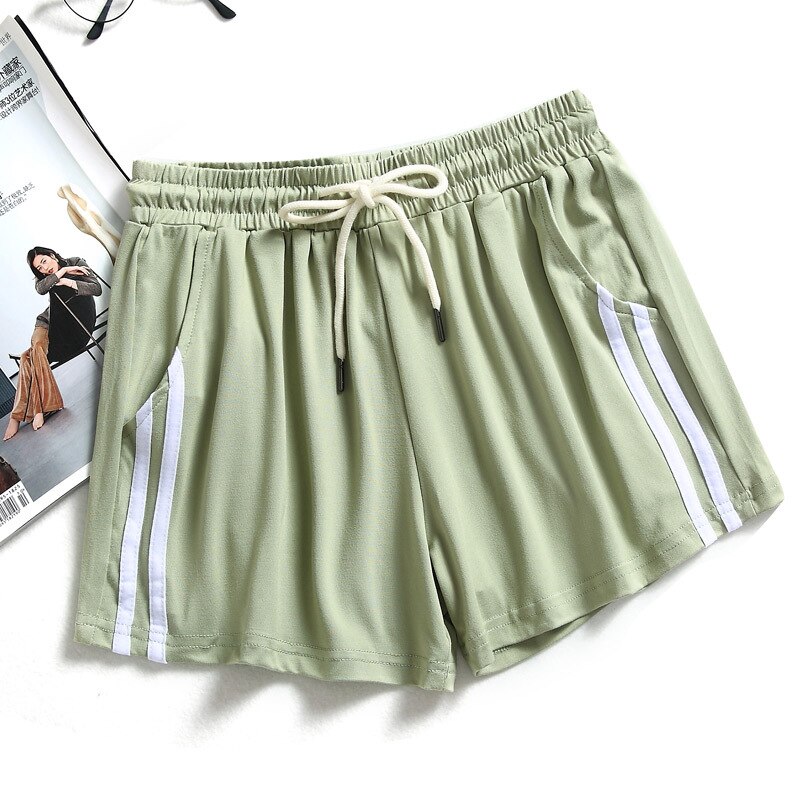 Sports Shorts Women Summer Anti Emptied Loose Running Shorts Casual Lady Elastic Waist Beach Correndo Short Pants: green / M