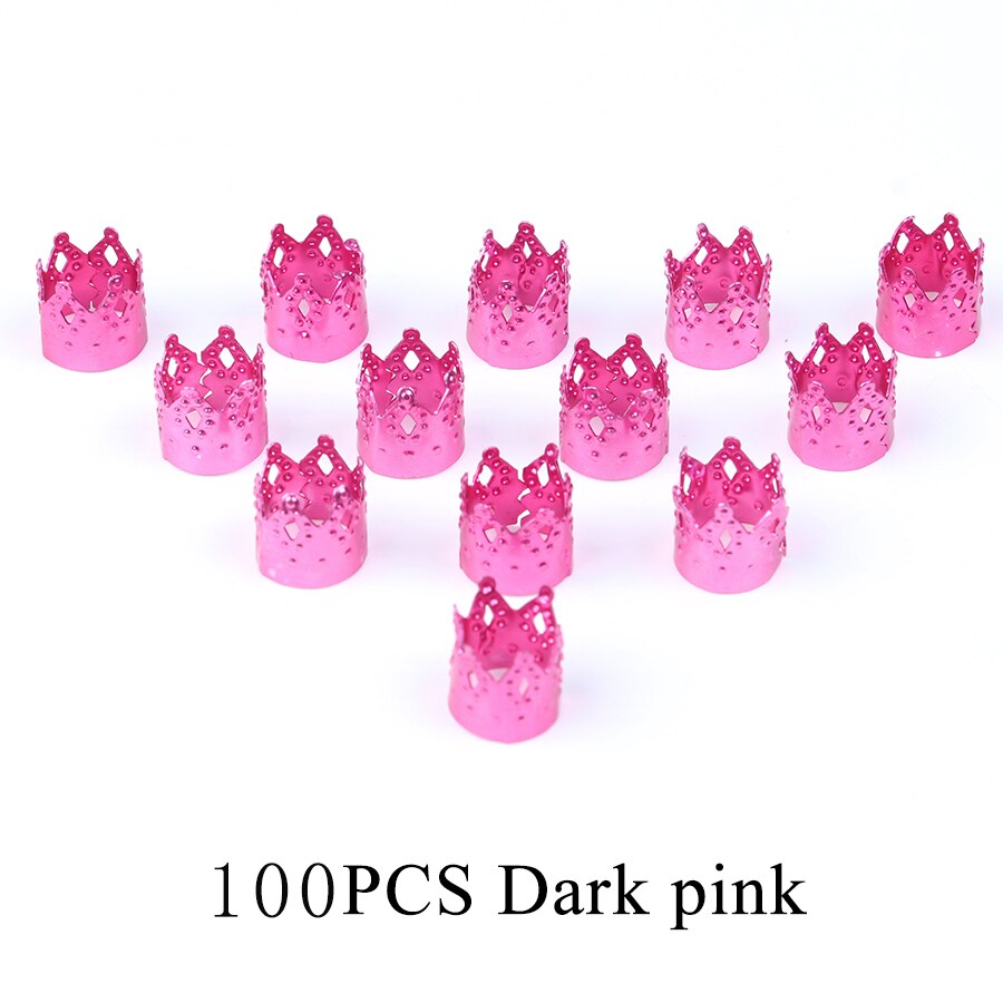 Alileader Krone Ringe Für Zöpfe Metall Perlen Für fürchtet mischen Farbe Perlen Einstellbare Haar Kasten Zöpfe Ring Krone Schmuck Metall perle: Rosa 100Stck
