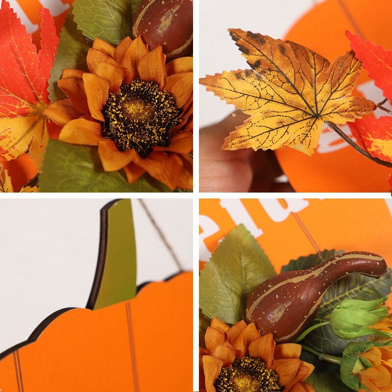 Thanksgiving Decoratie Guirlande Pompoen Bel Muur Opknoping Simulatie Maple Herfst Kleur Huis Houten Hanger
