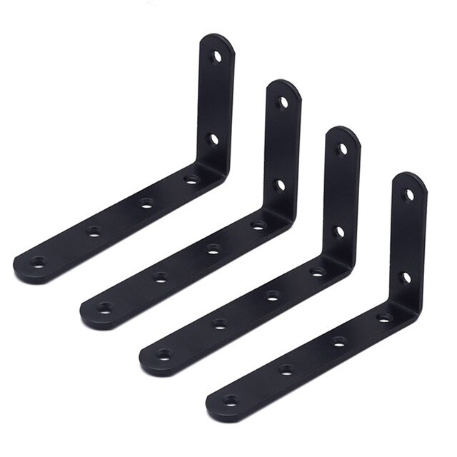 4x Heavy Duty Metal Cast Iron Wall Mounted L Shaped Angle Shelf Support Bracket: Default Title
