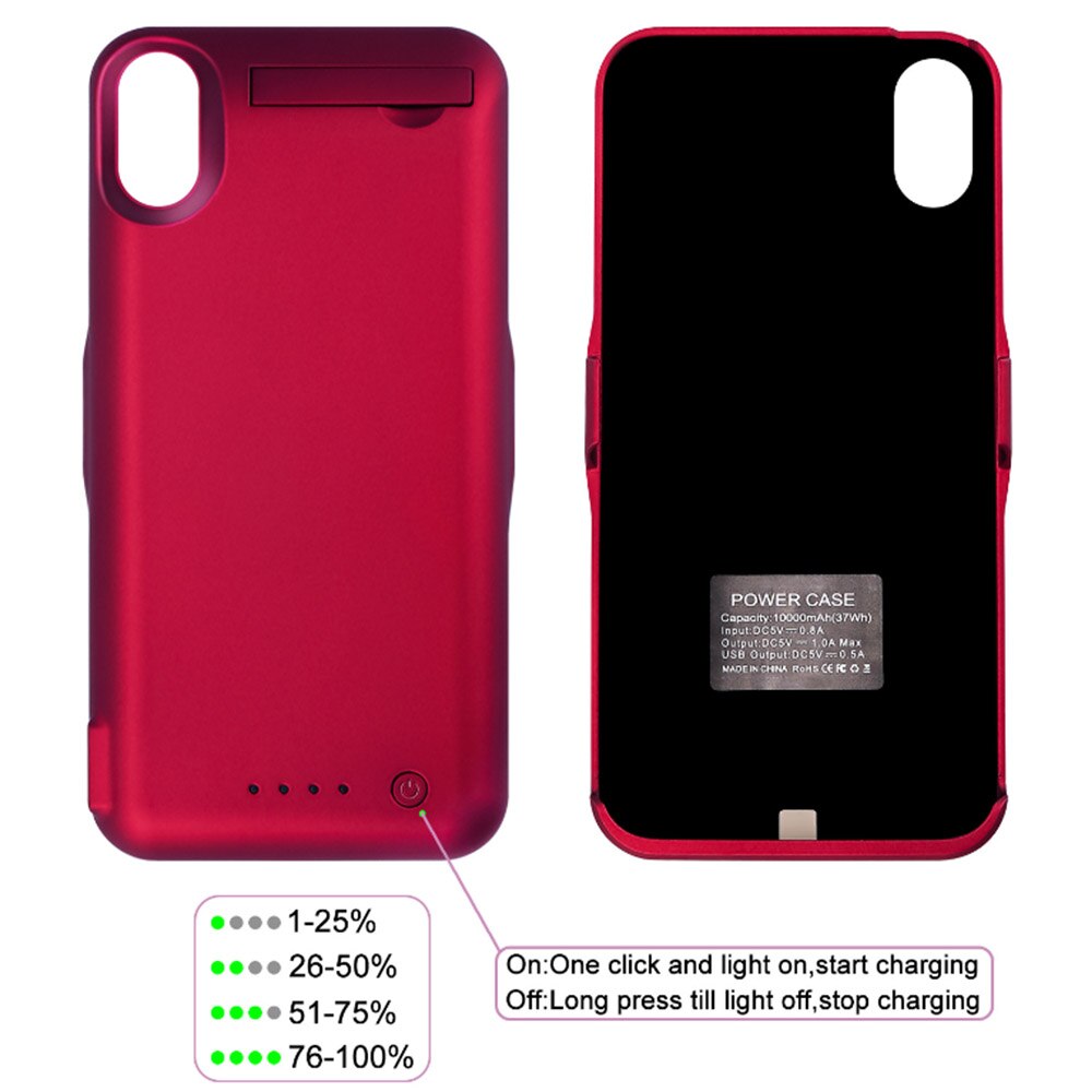 Araceli for iphone x batterideksel 10000 mah smart laderdeksel telefonstativ for iphone x batterideksel