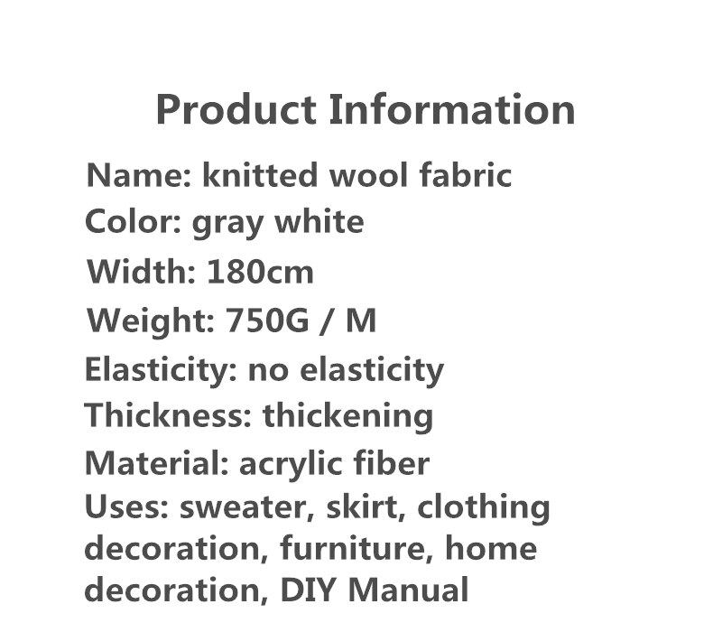 50cm*180cm/Piece, Thickened Grey And White Stripe Knitted Wool Cloth, Sweater, Windbreaker, Skirt Fabric, DIY Handmade Material