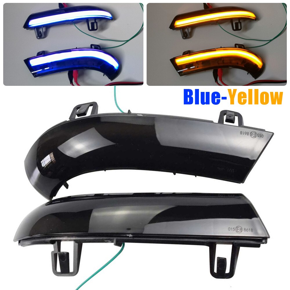 Voor Vw Passat B6 Golf 5 Jetta MK5 Passat B5.5 Gti V Sharan Led Dynamische Richtingaanwijzer Stromend Water blinker Knipperlicht: Blue-Yellow