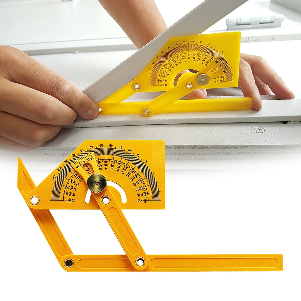 Plastic Protractor and Angle Finder Woodworking Measurement Tool Outside Inside Sloped Angles 0° to 180° Woodworking Angle Ruler