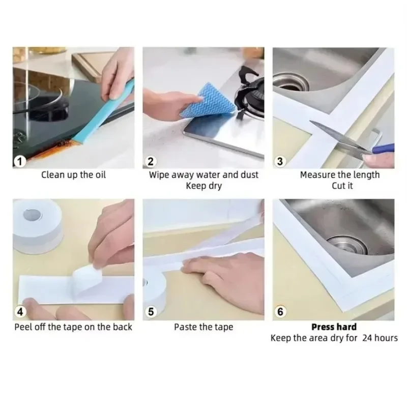 Kitchen Sink, Washing Sink Oil Proof Sticker Bathroom Toilet Sticker Wall Corner Line Sticker Waterproof and Mildew Proof Tape