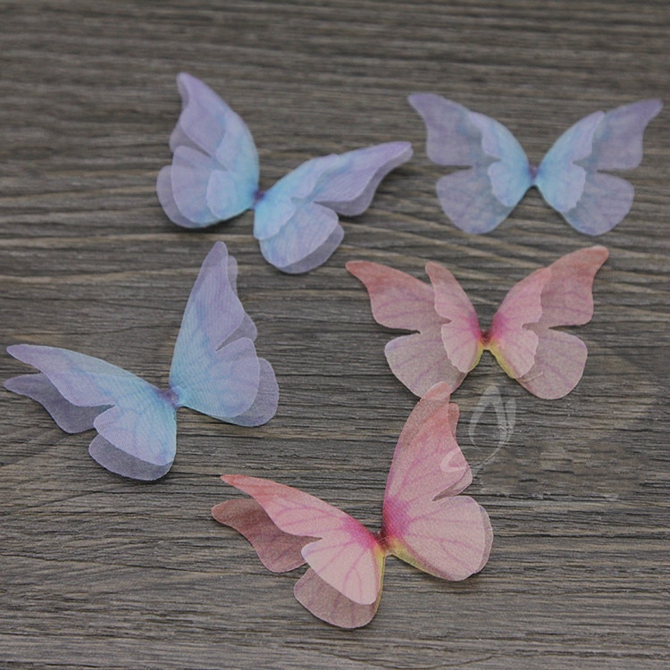 20 stks/partij Transparante single-layer tule vlinder droom vlinder vleugels kant patch diy haar materiaal oorbellen accessoires