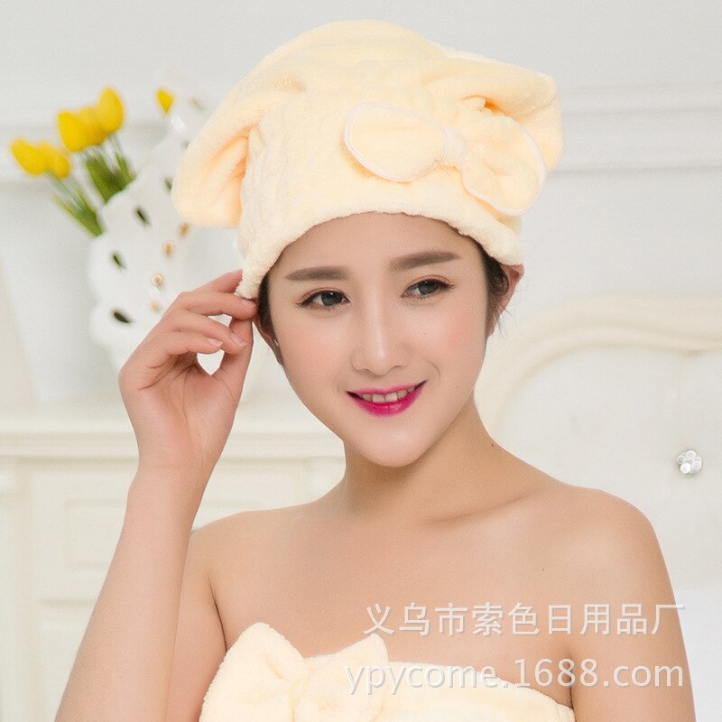 Belle chat séchage serviette bain douche séchage rapide cheveux chapeau chapeau microfibre après douche Hai serviettes de bain pour adultes Vs rose 3ABH84