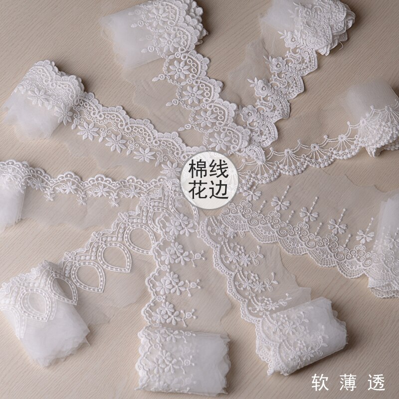 Materiał koronkowy DIY akcesoria siatka gaza rękojeść koronka bawełniana koronka biały beż wesele tkanina na suknię wykończenia ręcznie