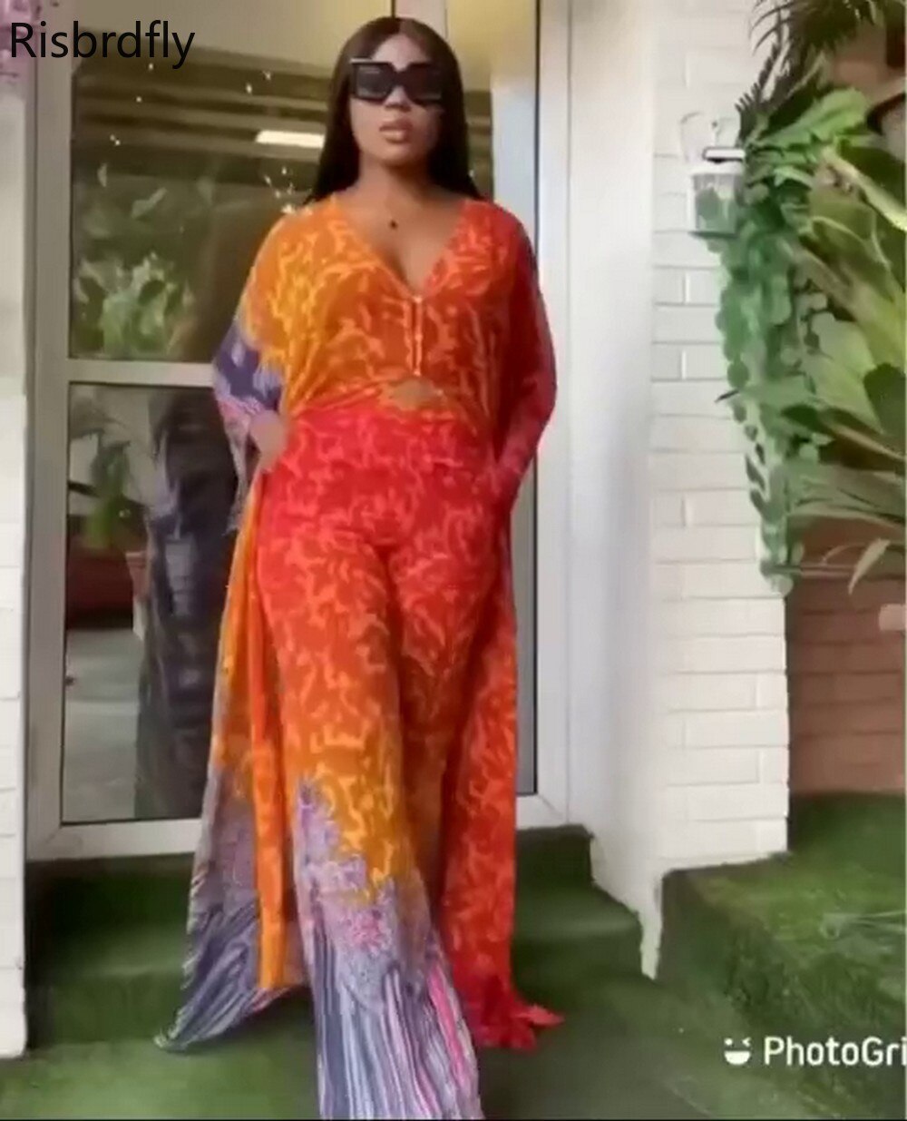 Conjuntos de dos piezas con estampado africano para mujer, Top y pantalón, ropa africana, de verano,