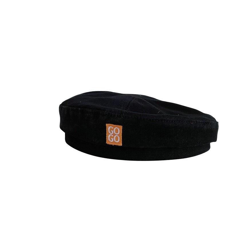 Béret pour enfants de 2 à 6 ans, chapeau de bébé avec lettres brodées, coréenne de printemps, couleur bonbon, accessoires pour enfants,: Black