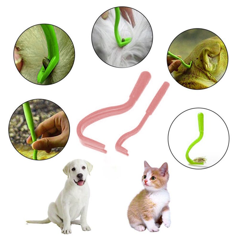 1PC Pets Tick Removal Tool Dual Teeth Tick Twister Cats Dogs Cleaning Supplies Mites Twist Hook Remover Hook Pet Supplies