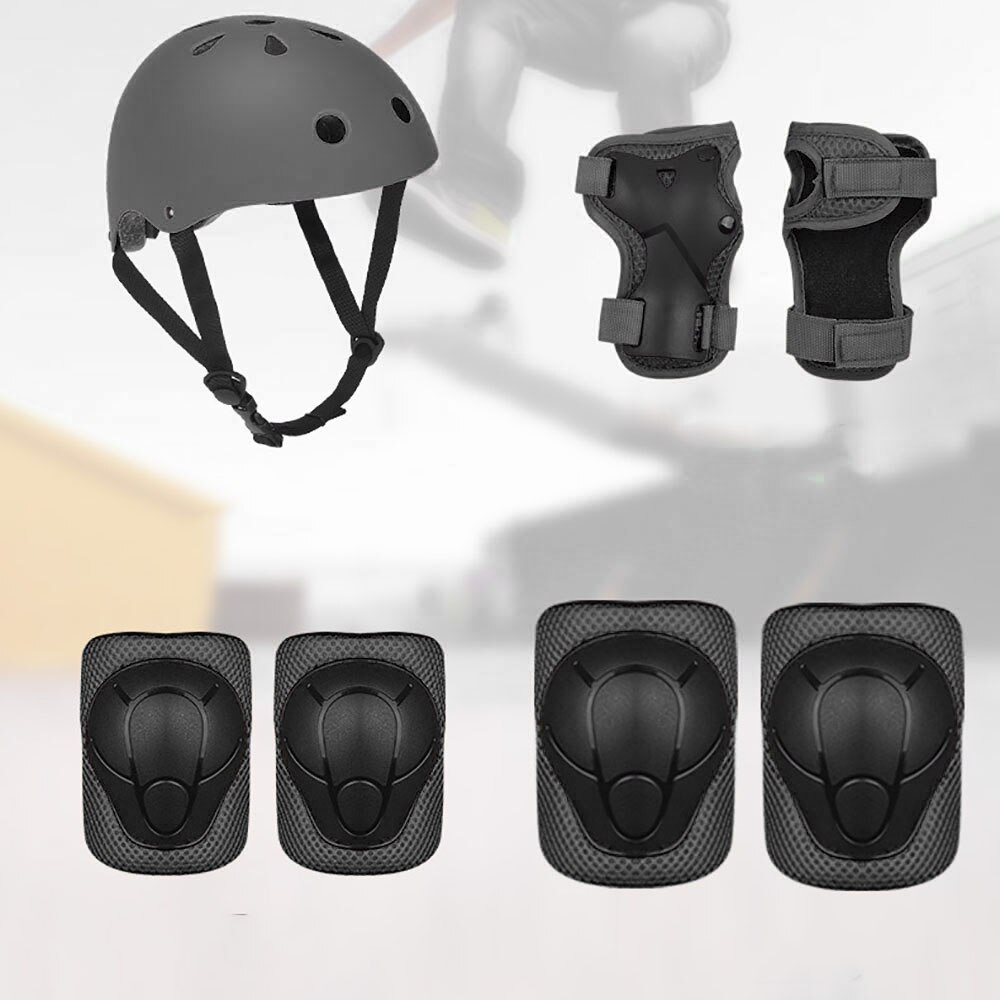 7 st barn skateboard rullskridskoåkning skyddsutrustning armbågsskydd handledsskydd skridskoskydd set cykling knäskydd för barn