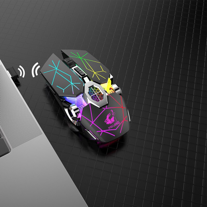 2.4g kabellose mäuse, 2400 pdi-bluetooth-mäuse, 6 tasten, usb-empfänger, wiederaufladbare, leise gaming-mäuse für pc und laptop: X13 sterne schwarz