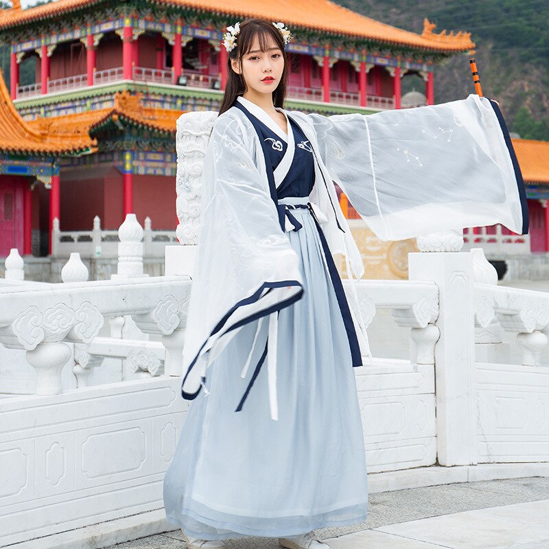 Verbetering Hanfu In Nationale Douane Pak-Jurk Relatie Lood Wijde Mouw Twinset + Taille Rok Pak