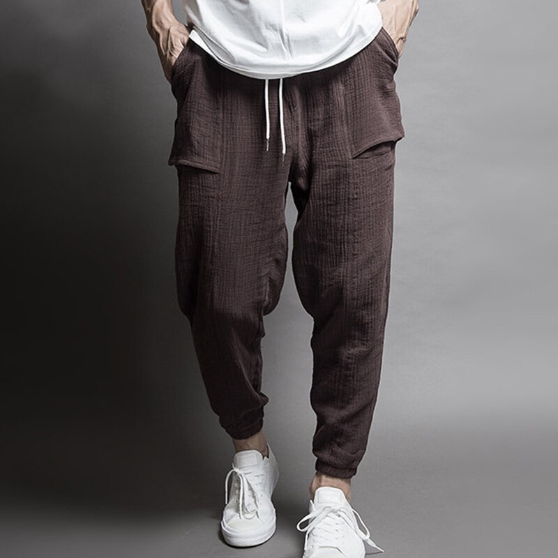 Casual Harem Joggingbroek Broek Mannenmode Hip Hop Katoen Linnen Broek Mannen Koord Pocket Losse Potlood Broek