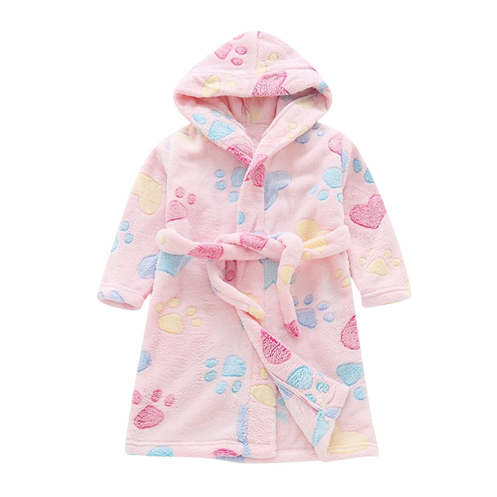 Peuter Nachtkleding Baby Jongens Meisjes Eenvoud Herfst Winter Cartoon Print Badjassen Flanel Night-Gewaad Hoodie Open Stitch Kleding: PK / 2-3 Years