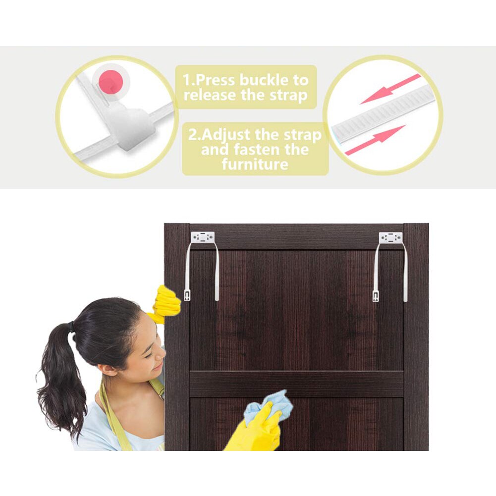 Furniture Anti Tip Strap Baby Proof Cabinet Wall Anchors Children Pet Protection
