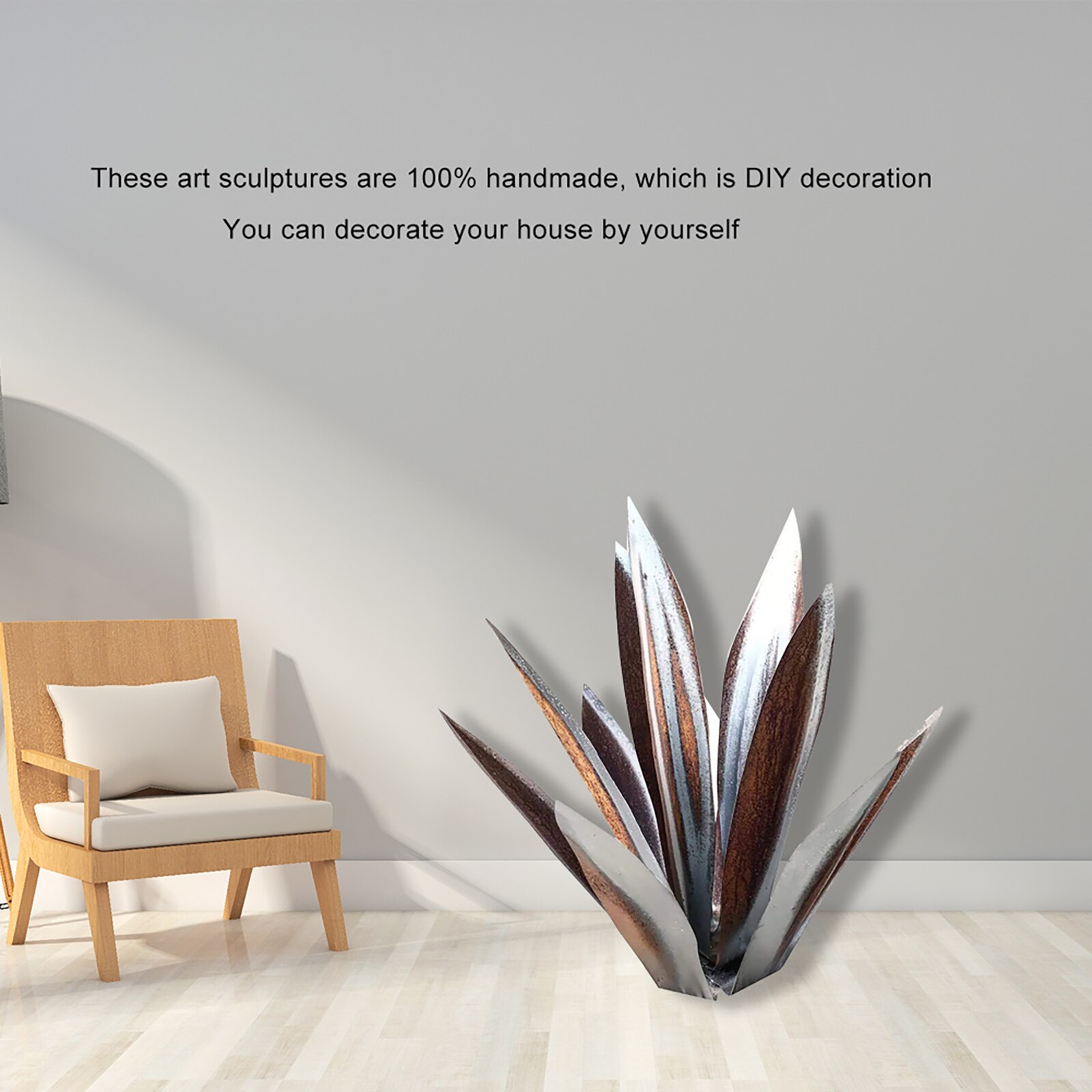 Rustic Tequila Plant Sculpture, Hand Painted Metal Agave Ornaments, Iron Art Decor Figurines for Garden Yard Lawn Patio Outdoor