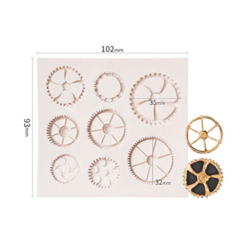 Molde de silicona de colección de engranajes de rueda de reloj y reloj de Estilo Steampunk para artesanía de azúcar, decoración de pasteles-1 #