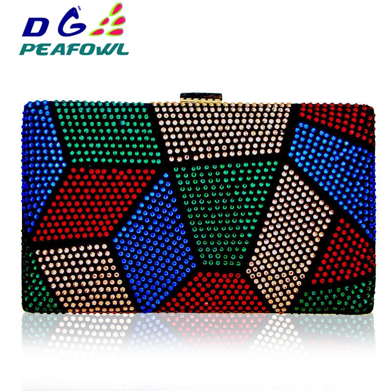 las nuevas mujeres noche bolsos irregular de Metal Patchwork brillante bolsa de hombro damas boda Cartera de lujo bolsos