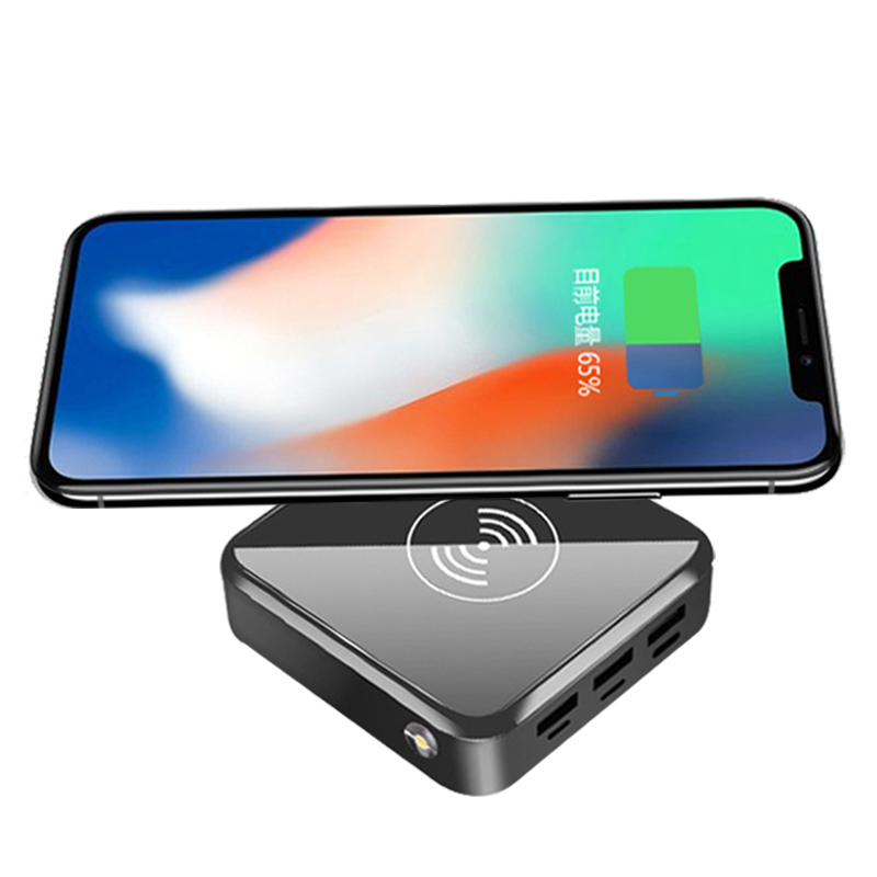 QI Wireless Charger 30000mAh Power Bank Mini 3 USB Power Bank Digital Display LED Lights External Battery Portable Fast Charger