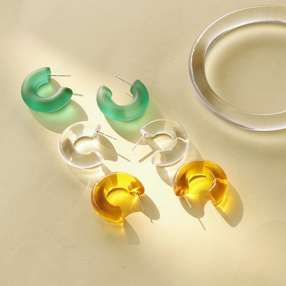 AOMU 2020 nowe koreańskie modne bransoletki dla kobiet nowe przezroczyste akrylowe duże koło bransoletka przyjaźń impreza czar biżuteria