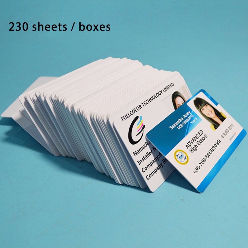 Tarjeta de pvc de inyección de tinta blanca para tarjeta de membresía, tarjeta de identificación impresa por impresoras Epson o Canon inkjet, 230 Uds.